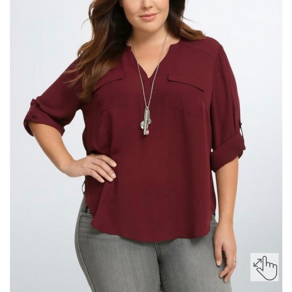 Torrid - Burgundy GEORGETTE PULLOVER BLOUSE